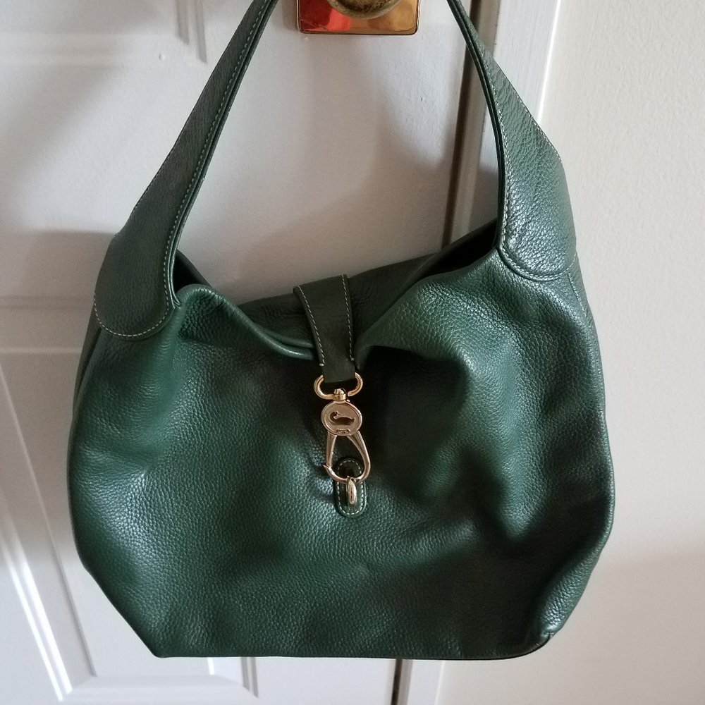 Dooney & Bourke Pebble Leather Logo Lock Hobo Bag